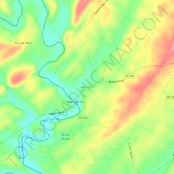 Mappa topografica Marlboro, altitudine, rilievo