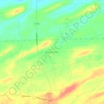 Mappa topografica Langton Corners, altitudine, rilievo