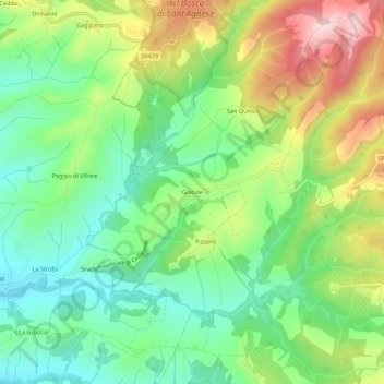 Mappa topografica Gretole, altitudine, rilievo