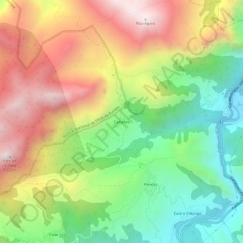 Mappa topografica Cabañes, altitudine, rilievo