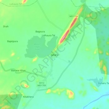 Mappa topografica Jatara, altitudine, rilievo