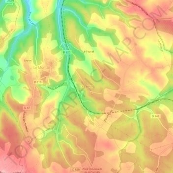 Mappa topografica Le Carriol, altitudine, rilievo