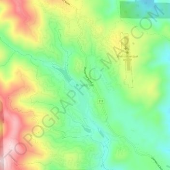 Mappa topografica Brooktrails, altitudine, rilievo