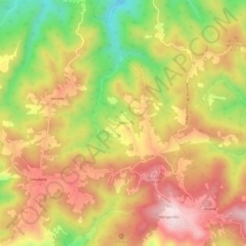Mappa topografica Toleto, altitudine, rilievo