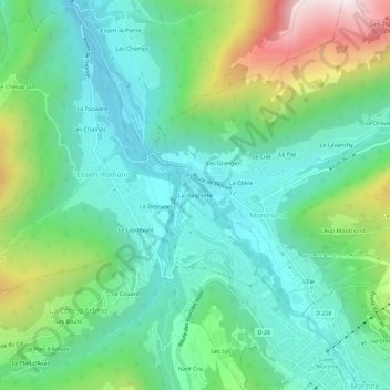 Mappa topografica La Plagnette, altitudine, rilievo