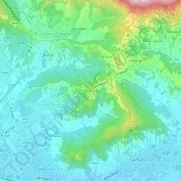 Mappa topografica Colle di Pasta, altitudine, rilievo
