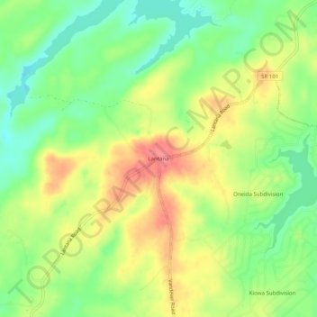 Mappa topografica Lantana, altitudine, rilievo