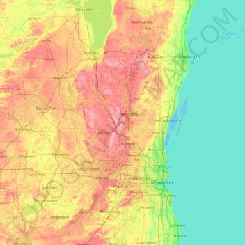 Mappa topografica Washington, altitudine, rilievo
