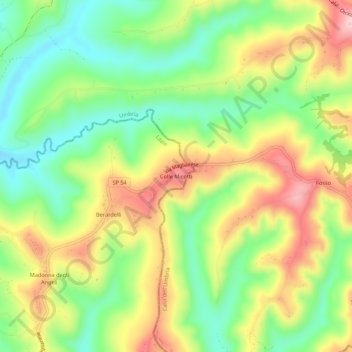 Mappa topografica Colle Micotti, altitudine, rilievo