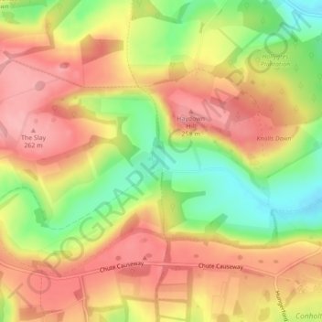 Mappa topografica Hippenscombe, altitudine, rilievo