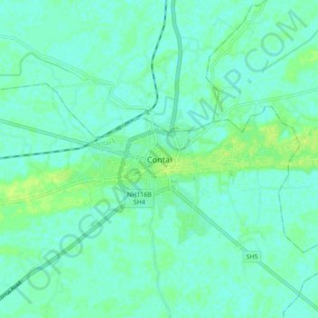 Mappa topografica Contai, altitudine, rilievo