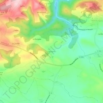 Mappa topografica Les Claris, altitudine, rilievo