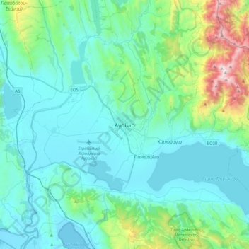 Mappa topografica Agrinio, altitudine, rilievo