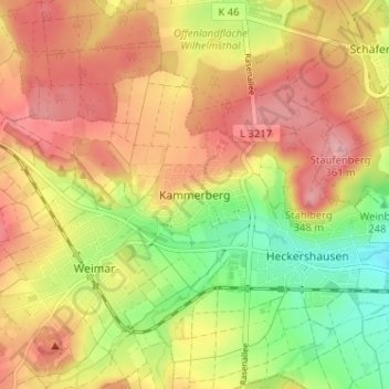 Mappa topografica Kammerberg, altitudine, rilievo