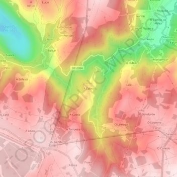 Mappa topografica A Cabra, altitudine, rilievo