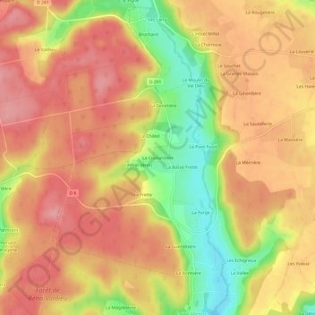 Mappa topografica La Cosnardière, altitudine, rilievo