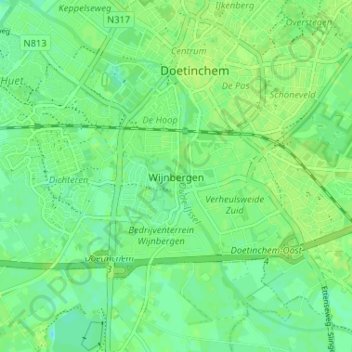 Mappa topografica Wijnbergen, altitudine, rilievo