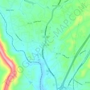 Mappa topografica Daleville, altitudine, rilievo