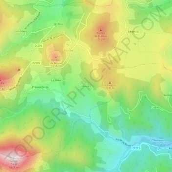 Mappa topografica Molines, altitudine, rilievo