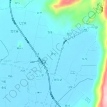 Mappa topografica 登凤, altitudine, rilievo