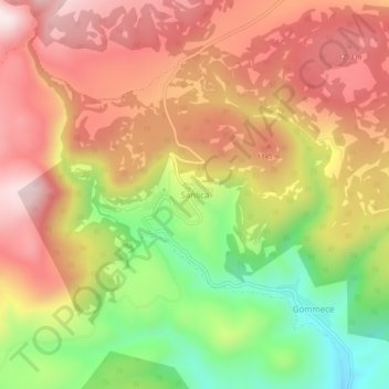 Mappa topografica Sanlıca, altitudine, rilievo