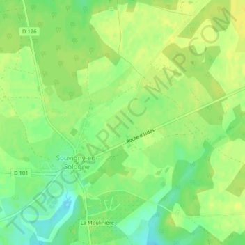 Mappa topografica Le Gatinais, altitudine, rilievo