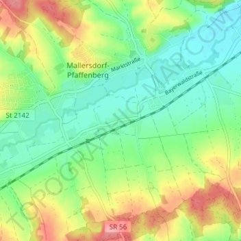 Mappa topografica Niederlindhart, altitudine, rilievo