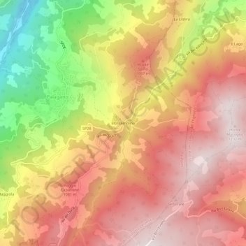 Mappa topografica Montemolino, altitudine, rilievo