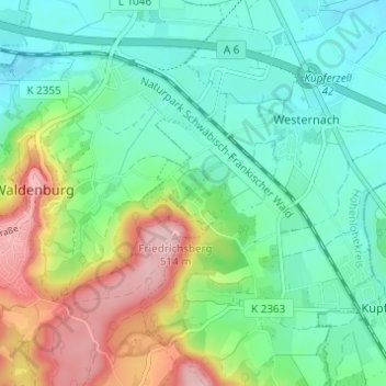 Mappa topografica Löcherholz, altitudine, rilievo