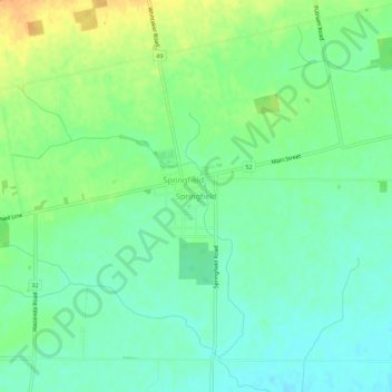 Mappa topografica Springfield, altitudine, rilievo