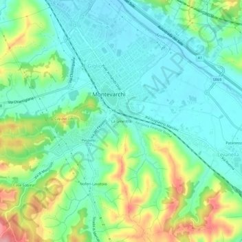 Mappa topografica La Ginestra, altitudine, rilievo