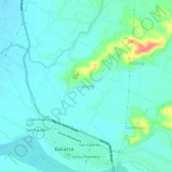 Mappa topografica Libtong, altitudine, rilievo