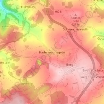 Mappa topografica Hadermannsgrün, altitudine, rilievo