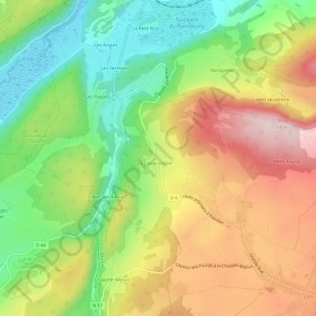Mappa topografica Au Charnet, altitudine, rilievo