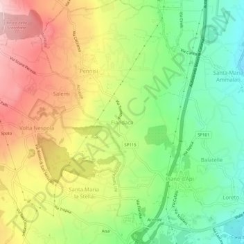 Mappa topografica Fiandaca, altitudine, rilievo