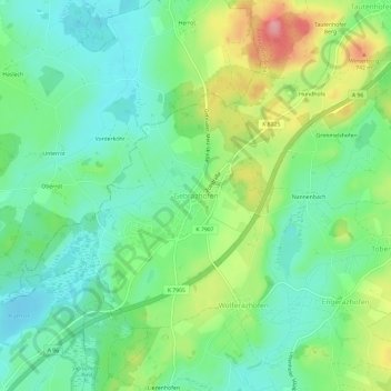 Mappa topografica Gebrazhofen, altitudine, rilievo