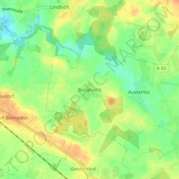 Mappa topografica Borghorst, altitudine, rilievo
