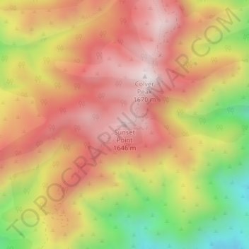 Mappa topografica Sunset Point, altitudine, rilievo