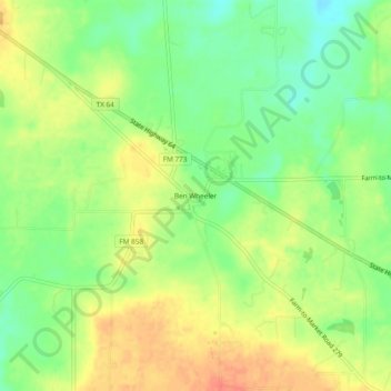 Mappa topografica Ben Wheeler, altitudine, rilievo