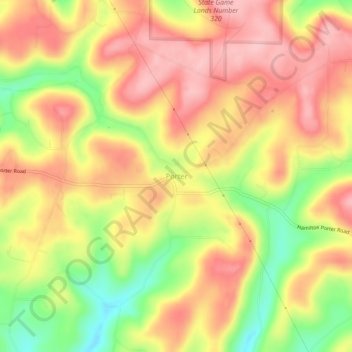 Mappa topografica Porter, altitudine, rilievo