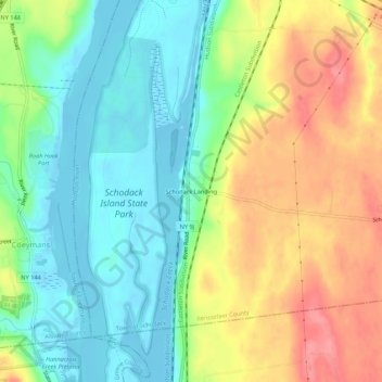 Mappa topografica Schodack Landing, altitudine, rilievo
