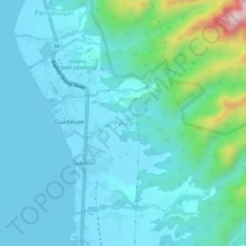 Mappa topografica Patag, altitudine, rilievo