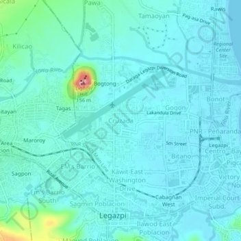 Mappa topografica Cruzada, altitudine, rilievo