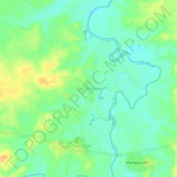 Mappa topografica San Vicente, altitudine, rilievo