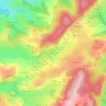 Mappa topografica Le Petit Moulin, altitudine, rilievo