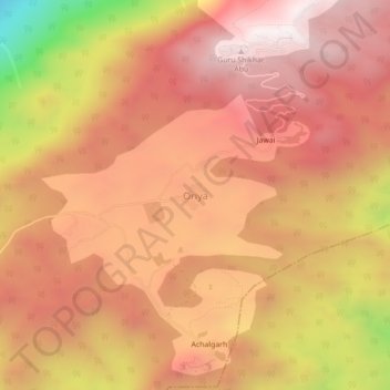 Mappa topografica Oriya, altitudine, rilievo