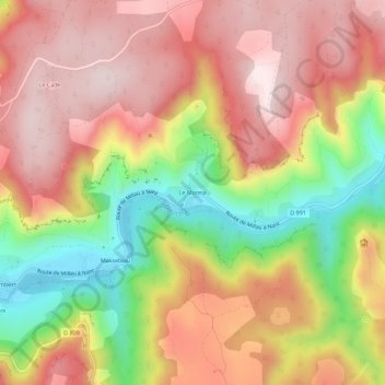 Mappa topografica Le Monna, altitudine, rilievo