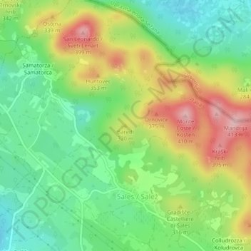 Mappa topografica Baredi, altitudine, rilievo