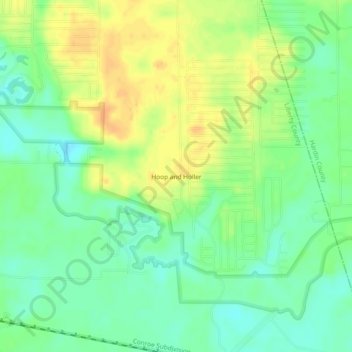 Mappa topografica Hoop and Holler, altitudine, rilievo
