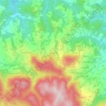 Mappa topografica Mandasco, altitudine, rilievo